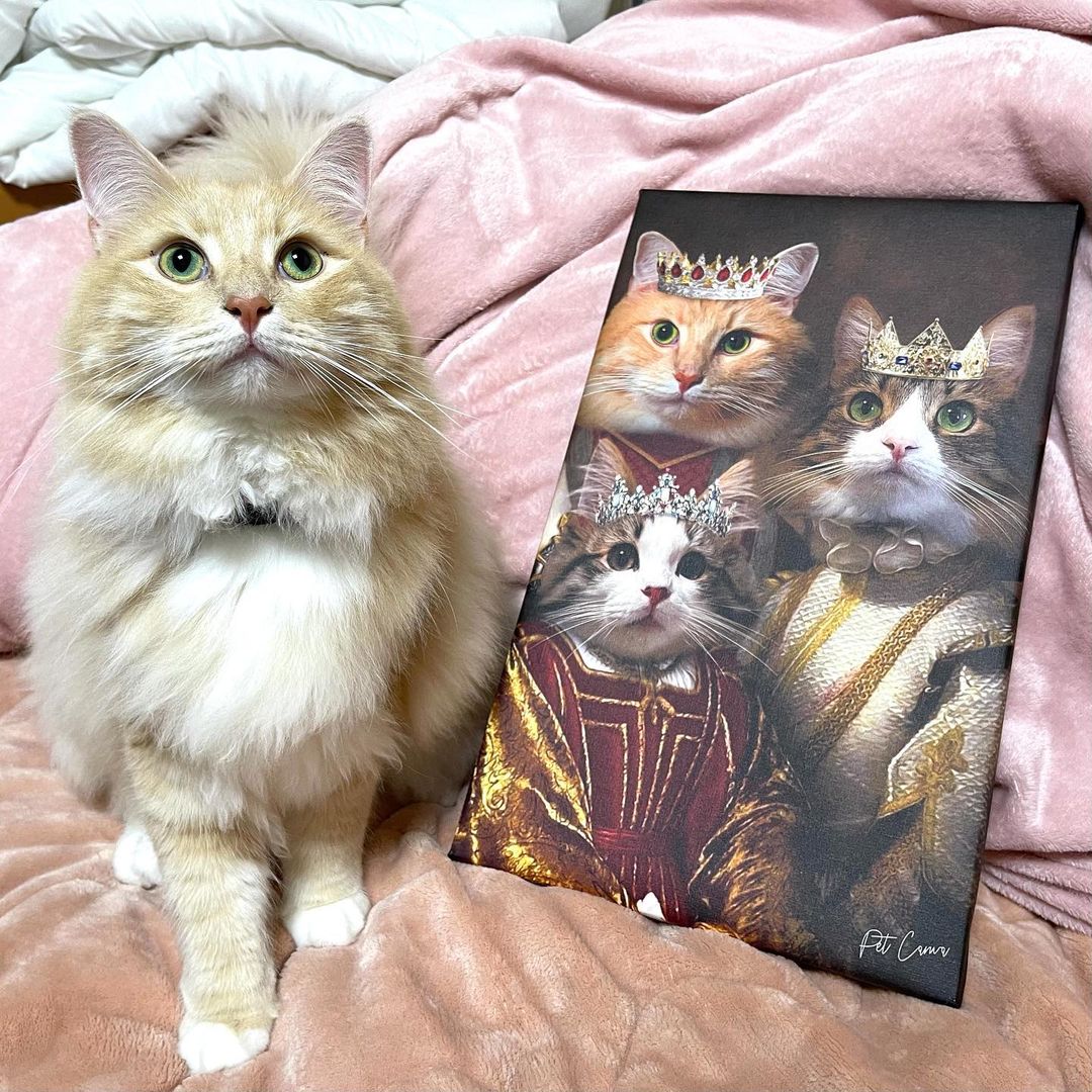 ペット肖像画 王家の3人 – PET CANVA