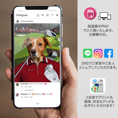 ゴルファー オーダーメイド ペット似顔絵 - PET CANVA