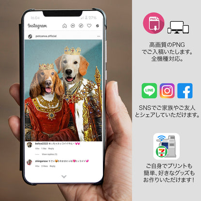 キング＆クイーン オーダーメイド ペット似顔絵 - PET CANVA