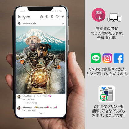 ライダー二人組 オーダーメイド ペット似顔絵 - PET CANVA