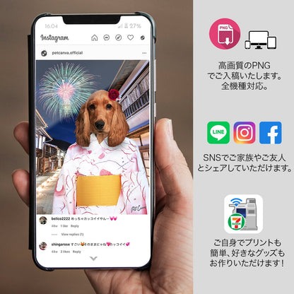 浴衣 女の子 オーダーメイド ペット似顔絵 - PET CANVA